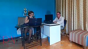 boss dominates employee pussy lick humiliation in office now!