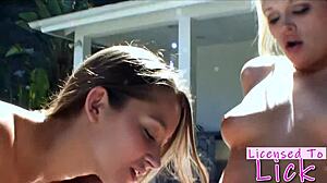 Heather Starlet dives tongue deep. Dani Daniels shaves pussy for outdoor lick fest.