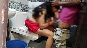 Hey boss 😈 maid bent over commode gets huge cock pounding in bathroom!