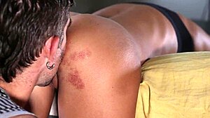 Red Shorts Slip Off Revealing Couch Ass for Licking Pounding