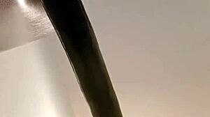 Tranny in Pantyhose Rides Dildo Solo Hard!!