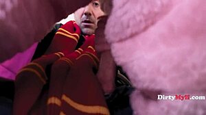 wanna know why this petite milf said yes to the costume party then secretly shoved a wand up her tight pussy incognito?