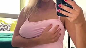 busty milf katerina hartlova's juicy pussy glistens as she teases mirror