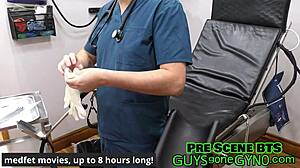 nurse tyler lynn dominates dr canada backstage with shaved pussy spreading and small tits fetish