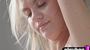 Beautiful Brunette Milf Lana Lane's Huge Natural Tits Bounce in Passionate Nude Posing Striptease Session
