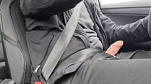 driving my car, stroking hard cock outdoors in public flashing everyone