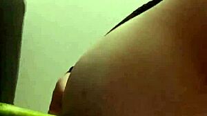Tranny in Pantyhose Rides Dildo Solo Hard!!
