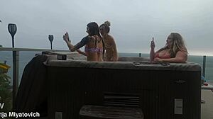 Chubby Babes Splash And Fuck In Steamy Hot Tub Fun!