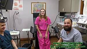 nurse tyler lynn dominates dr canada backstage with shaved pussy spreading and small tits fetish