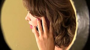 whoa 😲 brunette ashley coda deepthroats monster cock thru bathroom glory hole! 💋🍆