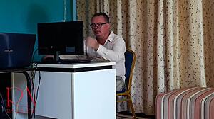 boss dominates employee pussy lick humiliation in office now!