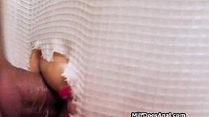 Wet big tit milf takes monster cock assfucking hard right in steamy shower