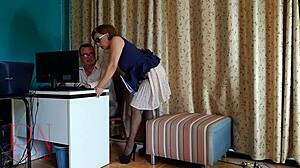 boss dominates employee pussy lick humiliation in office now!