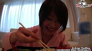 What happens when shy petite hairy Asian teen cries through first creampie gangbang?