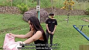 Risky Outdoor Creampie For Big Ass Latina Stepsis Bent Over Doggystyle