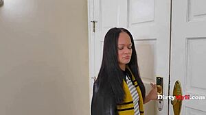 wanna know why this petite milf said yes to the costume party then secretly shoved a wand up her tight pussy incognito?