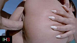i love how this beautiful brunette's shaved pussy swells outdoors during deep pounding
