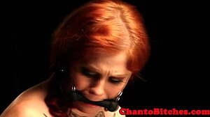 hey redhead tattooed femdom, why mistreat your bound lesbian sub like that?
