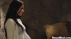 lesbian slave bent over spanked fingered by dominant madame