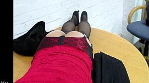 Cute Slut's Panties Soaked in Pussy Cum Under Sexy Stockings?