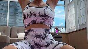 Yoga babe's big natural saggy tits and hard nipples oval bounce starting out