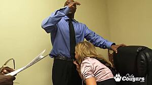 horny secretary nikki sexxx gulps two massive black cocks at the office