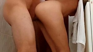 stepsis went shy in bathroom but turned total cock slut