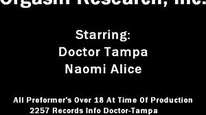 dr tampa runs orgasm research on naomi alice's gaping shaved pussy