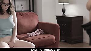 Pretty teen watches stepmom fuck boyfriend in taboo scene