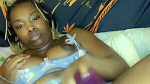 my friend showed me this horny shaved pussy squirting trick with her dildo