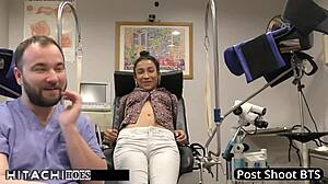 human guinea pig, take this hitachi vibrator from nurse miss mars till you cum hard