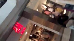 voyeur spies black ebony ass folding candid in old shop hidden cam