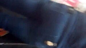 voyeur spies black ebony ass folding candid in old shop hidden cam