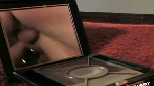 How does this big fake tits slut take cum all over her nasty face?