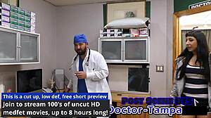 Dr Tampa's Relaxation Gyno Exam Spreads Selena Sativa's Shaved Pussy