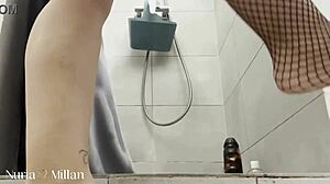 backstage prepping my ass for that massive toy triple anal shower session