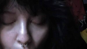 Hey goth girl slurps that huge 9 inch dildo deep!