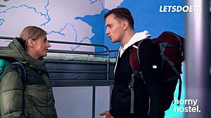 big ass blonde aria logan gets her pussy penetrated deep by roommate's monster cock in horny hostel.