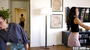 petite asian kimmy kimm's ass licked deep by tattooed alexis tae lingerie fingering
