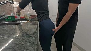 maid's ass catches sneaky cum drip during kitchen duties