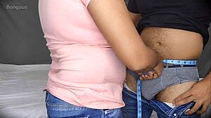 the lady tailor groped my cock then bent over for deep doggystyle creampie on her legs