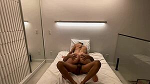 hotwife blonde brazilian ass bounces hard on lover's cock while cuckold's away