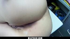 milf thief bends over for cop's huge cock in garage