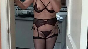Wife's Erotic Lingerie Tease at Work Turns Cuckold Husband On with Big Natural Tits and Curvy Ass