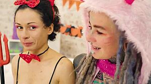 anuskatzz and stacy bloom, wanna see our halloween anal toys, atm lesbian pussy licking with huge dildos?