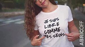 Abricoff's Wet T-Shirt Lingerie Contest Flashes Big European Milf Tits in Public Exhibition