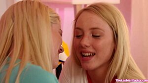 small blonde teen licks pussy while boyfriend watches her toy herself