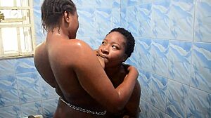 I love watching these thick african lesbians worship asses and shower together