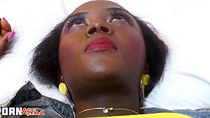 pregnant ebony with big natural tits gets facial cumshot at pervert clinic