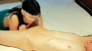 sexy green lingerie wife gives sloppy homemade blowjob